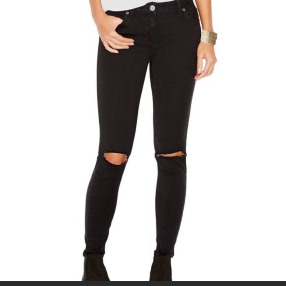 Distressed Black Free People Jeans